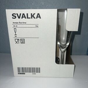 IKEA‎ Svalka Set Of 6 Champagne Flutes Wine Glasses 5 Oz Designed By Asa Gray